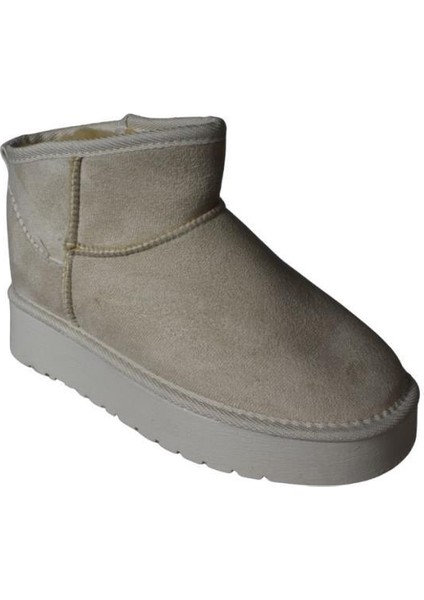 Yazkış Kadın Deve Tüyü Siyah Içi Yünlü Bilekten Kalın Taban Mini Bot