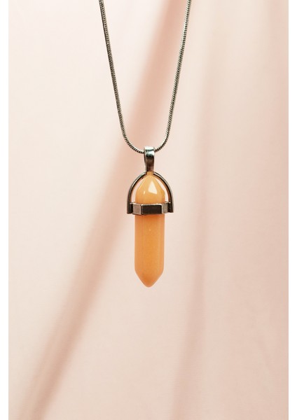 Himalaya Doğal Taşı Zincirli El Yapımı Tasarımlı Kolye Uç: 3,5 cm Zincir: 20 cm Kutulu