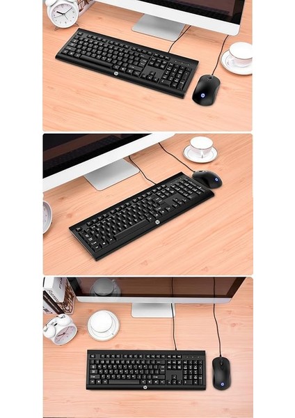 KM100 Kablolu Klavye Mouse Set Kurulumu Kolay Tak Çalıştır Şık Zafir Modern Tasarım Türkçe Q Klavye modelleri
