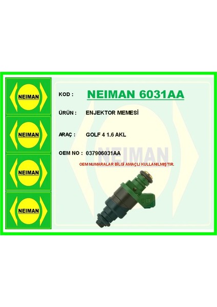 ENJEKTOR MEMESİ GOLF 4 1.6 AKL 037906031AA