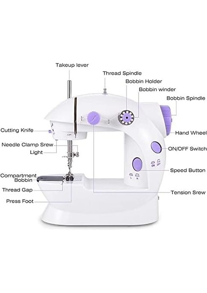 Portatif Dikiş Makinesi Mini Dikiş Makinesi Iki Telli Iki Hızlı Pedallı Mini Boy modelleri