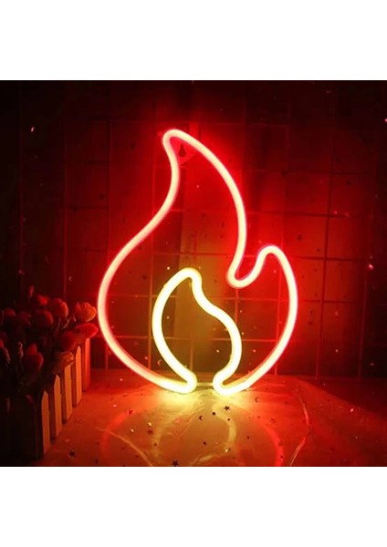 Duvara Asmalı Neon Alev LED