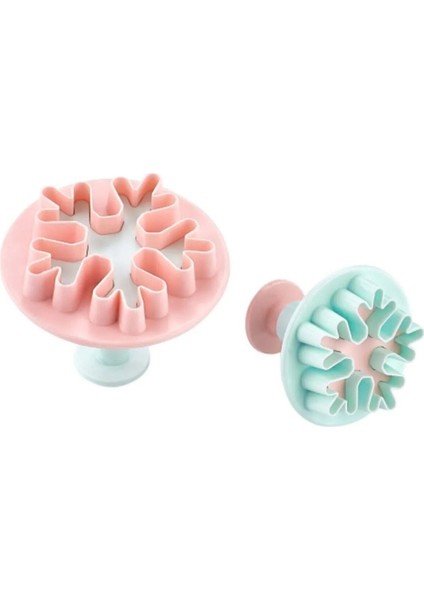 Plastik 2’li Kar Tanesi Desenli Basmalı Kurabiye Kalıbı Hamur Şekillendirici