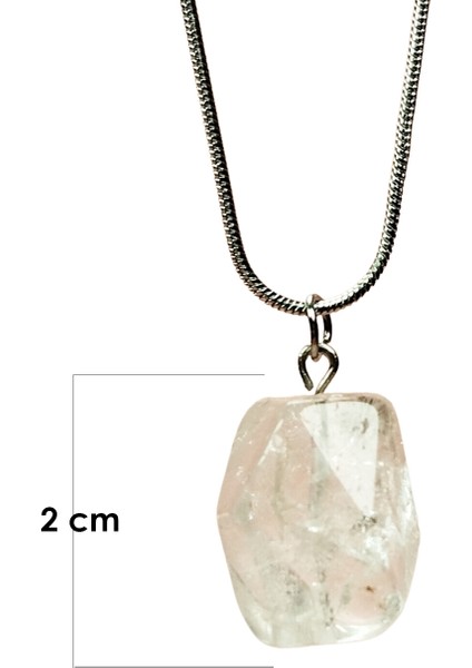 Kuvars Doğal Taşı Zincirli El Yapımı Kolye Uç: 2 cm Zincir: 20 cm Kutulu fiyatları