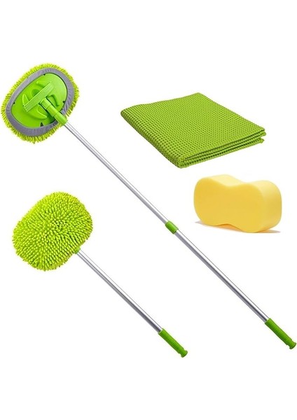 3'lü Oto Dış Temizlik Seti - Teleskopik Araba Yıkama Fırçası - 40X60CM Mikrofiber Yıkama Kurulama Bezi - Oto Yıkama Süngeri Büyük