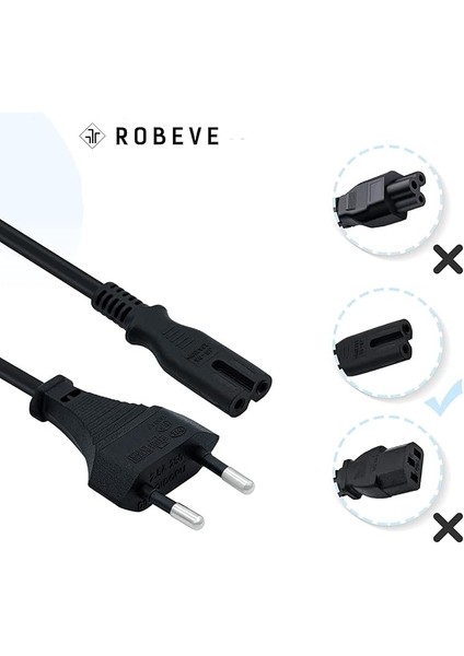 Ps3 / Ps4 / Ps5 / Xbox Series S-X Uyumlu Güç Kablosu 1.5 Metre 2pin Güç Kablosu Projeksiyon - Monitör - Tv Universal 2pin Güç Kablosu modelleri