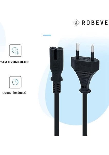 Ps3 / Ps4 / Ps5 / Xbox Series S-X Uyumlu Güç Kablosu 1.5 Metre 2pin Güç Kablosu Projeksiyon - Monitör - Tv Universal 2pin Güç Kablosu fırsatları