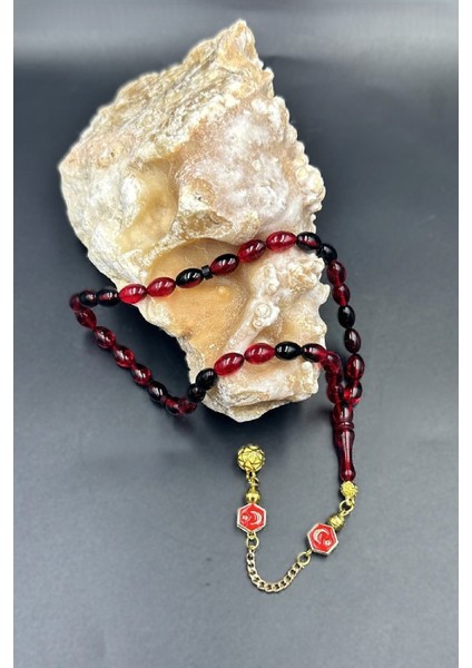 Siyah Kırmızı Ateş Kehribar Tespih