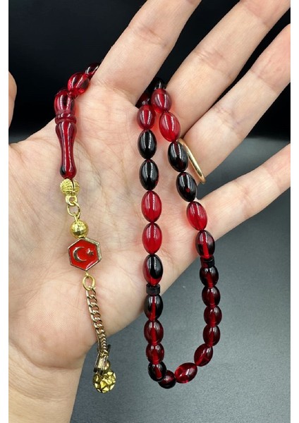 Siyah Kırmızı Ateş Kehribar Tespih indirimleri