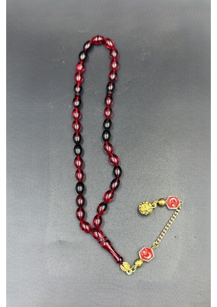 Siyah Kırmızı Ateş Kehribar Tespih