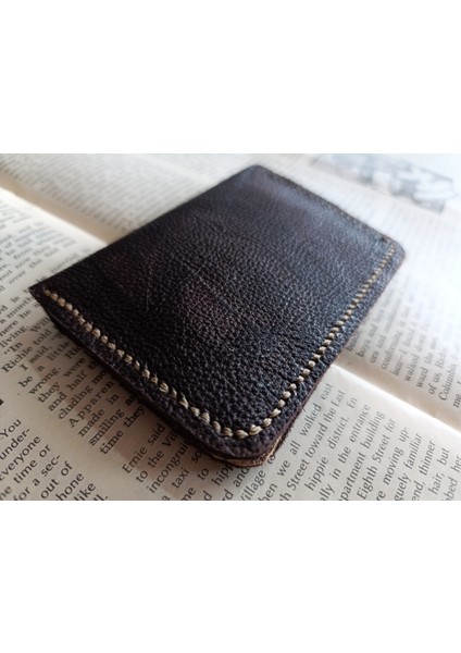 Hakiki Deri Üst Kalite Tamamen El Emeği Minimalist Cüzdan 15.5X10.5 cm Sda2