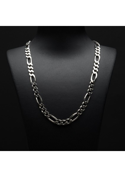 200 Mikron Rodyum Figaro Gümüş Zincir