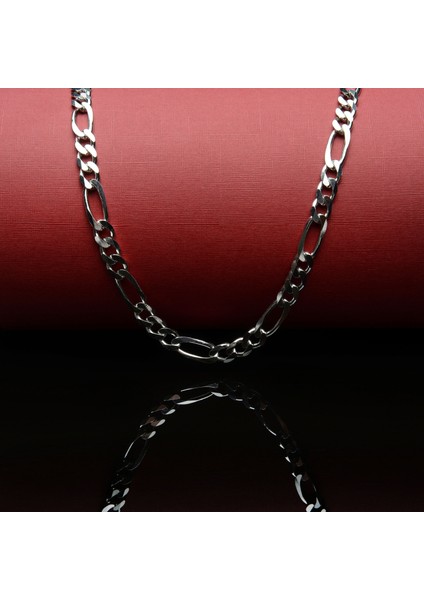 200 Mikron Rodyum Figaro Gümüş Zincir fiyatları