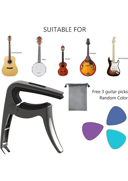3ın1 Guitar Capo, Zinc Alloy Metal Capo For Acoustic And Electric Guitars, Ukulele, Mandolin, Classical Guitar Accessories (Dark Grey) modelleri