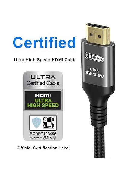 10K 8k 4K HDMI Kablosu 48GBPS 0,5m, Sertifikalı Ultra Yüksek Hız Hdmı® Kablosu 4K 240Hz 144Hz 8k 60Hz 0,01MS HDR10+ Arc Earc Hdcp2.3 Netflix Roku Tv Pc Monitör Projeksiyon Ps5 Xbox fiyatları