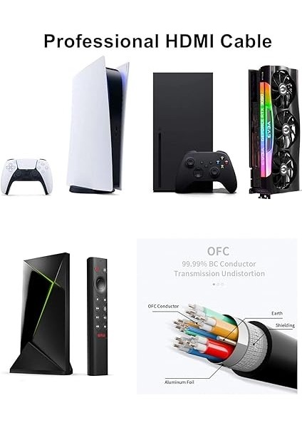 10K 8k 4K HDMI Kablosu 48GBPS 0,5m, Sertifikalı Ultra Yüksek Hız Hdmı® Kablosu 4K 240Hz 144Hz 8k 60Hz 0,01MS HDR10+ Arc Earc Hdcp2.3 Netflix Roku Tv Pc Monitör Projeksiyon Ps5 Xbox fırsatları