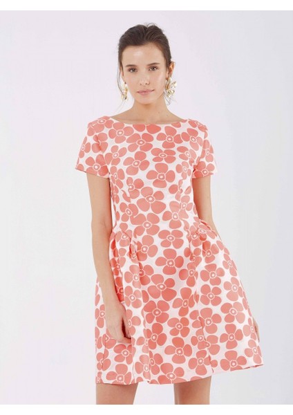 Çiçek Desenli Elbise Mercan Y9911014_030 fiyatları