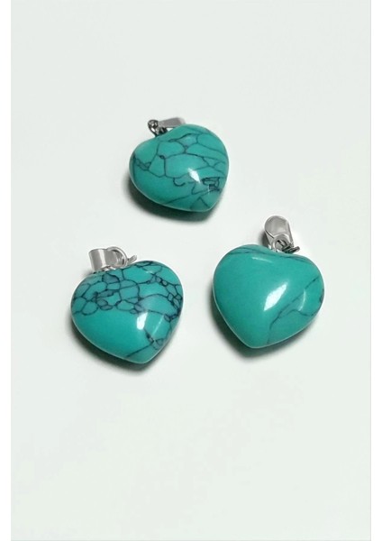 Turkuaz Kalpli Doğaltaş Kolye Ucu Küçük 1,5 cm