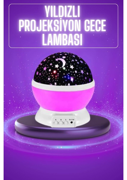 Yıldız Görünümlü Gece Lambası Renkli Masa Lambası Gökyüzü Projeksiyon