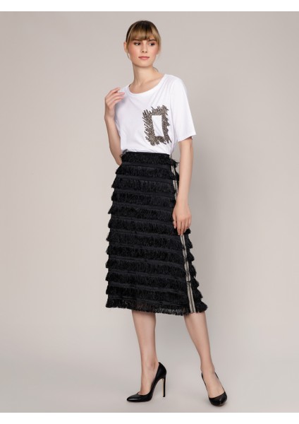 Püskül Detaylı Midi Etek Siyah K1915040_001