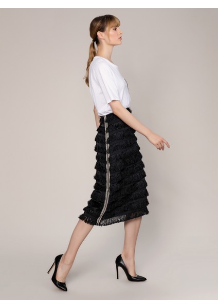 Püskül Detaylı Midi Etek Siyah K1915040_001 fiyatları