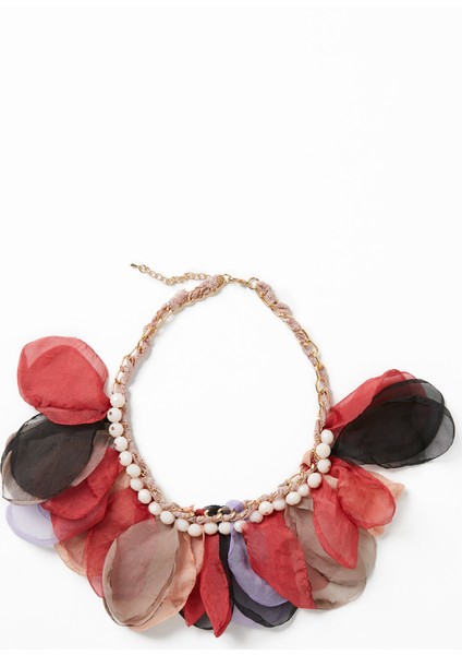 Tül Detaylı Yaprak Desenli Kolye Standart Renk K2086173_089