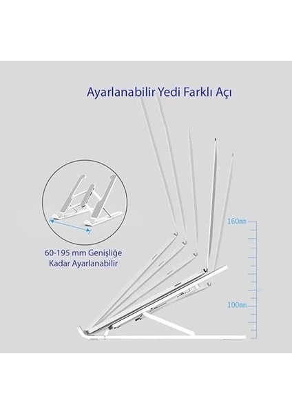 Macbook Laptop Bilgisayar Standı Notebook Özel Yükseltici Stand Tablet Tutucu Ayarlı Metal Metal Stand fırsatları