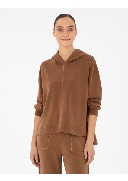 Kadın Kahverengi Oversize Sweatshirt 50290985-VR029