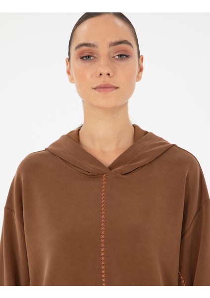 Kadın Kahverengi Oversize Sweatshirt 50290985-VR029 fiyatları