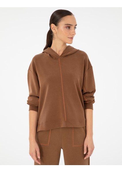 Kadın Kahverengi Oversize Sweatshirt 50290985-VR029 modelleri
