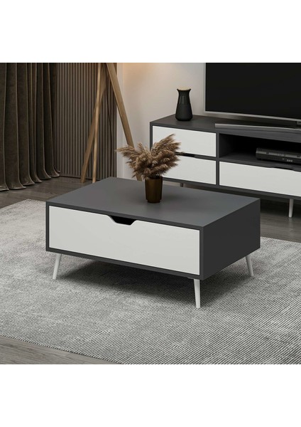 Elina Ayaklı Orta Sehpa - Antrasit/beyaz