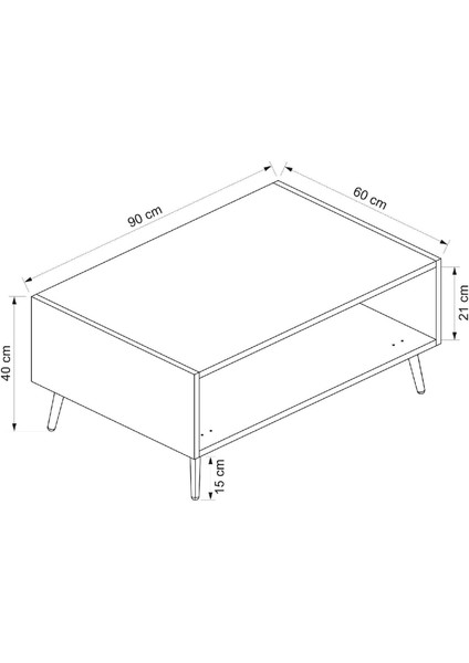 Elina Ayaklı Orta Sehpa - Antrasit/beyaz