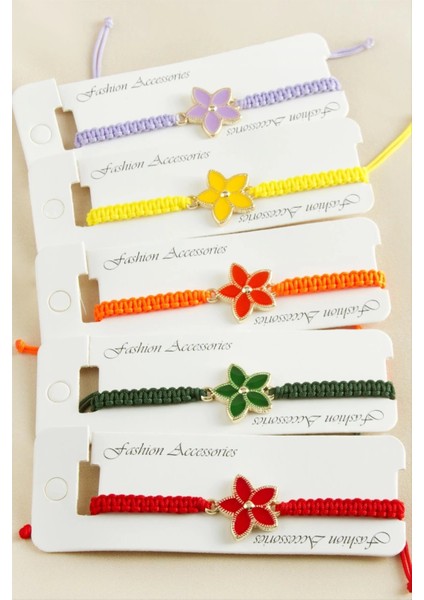 Çiçek Makrome Örgülü Bileklik