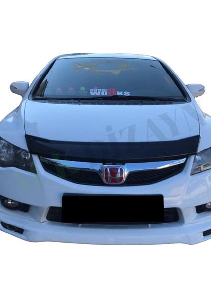Honda Civic 2006-2012 Araca Özel Kaput Rüzgarlığı A+ Pianoblack 4mm