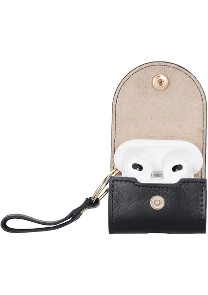 Apple Airpods 3.nesil Uyumlu Deri Kılıf Mai Snap Rst1 Siyah modelleri