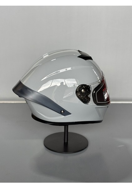 WS-602 Güneş Gözlüklü Full Face Kask (Şeffaf Vizörlü) Cement Grey (602)