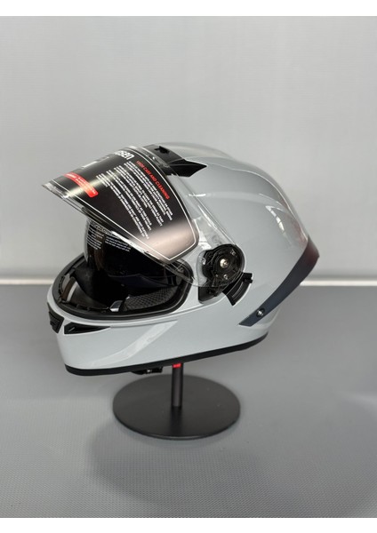 WS-602 Güneş Gözlüklü Full Face Kask (Şeffaf Vizörlü) Cement Grey (602)