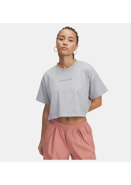 Kadın Ua Varsity Mix Heavyweight Kısa Kollu Crop T-Shirt 1389156-011