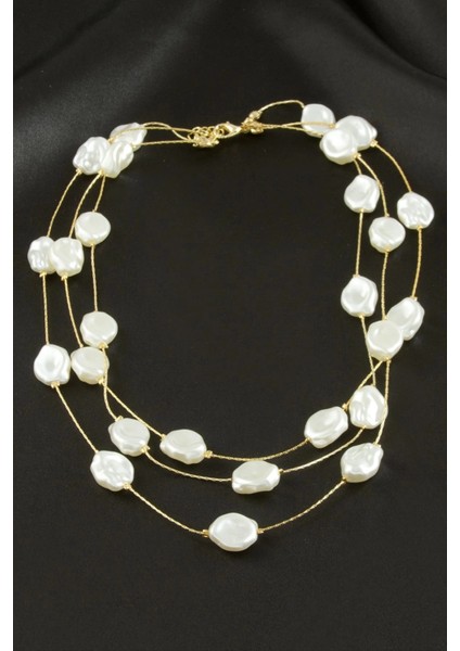 Oval Inci Üçlü Kolye