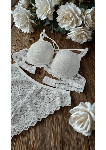 Kadın Dolgulu Destekli Balenli Sütyen Külot Takım