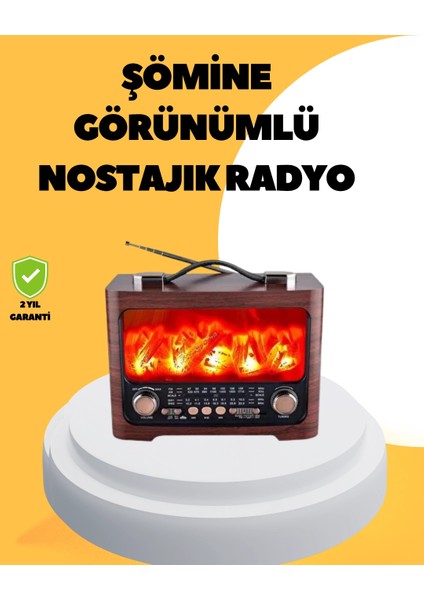 Taşınabilir Şömine Görünümlü Bluetooth Hoparlör – Solar Şarjlı, Alev Işıklı, 7W Ses