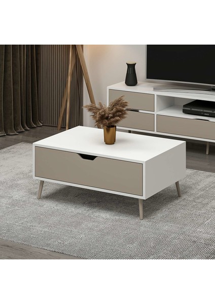 Elina Ayaklı Orta Sehpa - Beyaz/kumtaşı modelleri