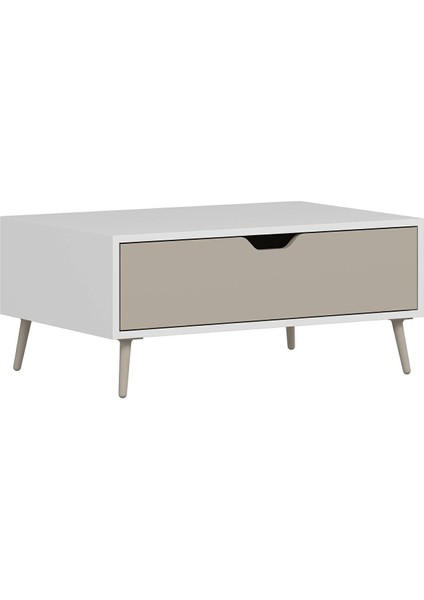 Elina Ayaklı Orta Sehpa - Beyaz/kumtaşı indirimleri