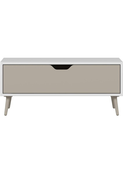 Elina Ayaklı Orta Sehpa - Beyaz/kumtaşı