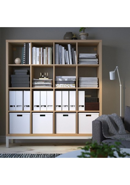 Kallax Açık Raf Ünitesi Ağartılmış Meşe Görünümlü Beyaz 147 x 164 cm modelleri