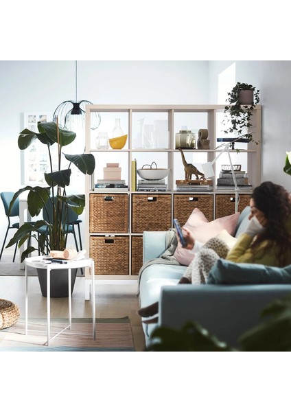 Kallax Açık Raf Ünitesi Ağartılmış Meşe Görünümlü Beyaz 147 x 164 cm fırsatları