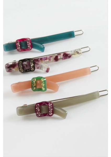 Kare Taşlı Klipsli Toka