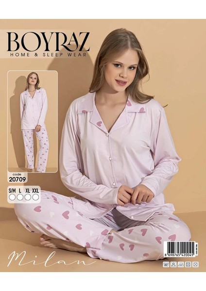 Boyraz 20709 Milan Gömlek Yaka Uzun Kol Pijama Takımı