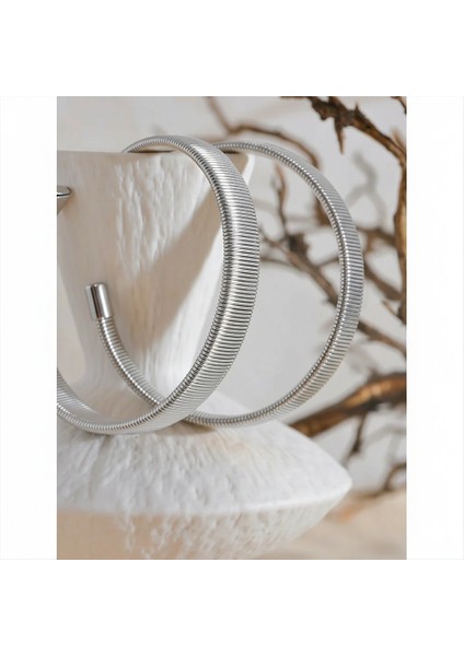 Çelik Vintage Kadın Kelepçe Tırtık Plaka Bileklik