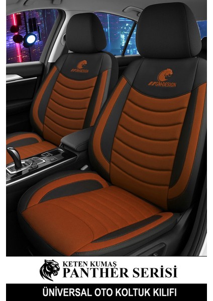 Panther Serisi Keten Kumaş Üniversal Oto Koltuk Kılıfı - 5 Koltuk Tam Set